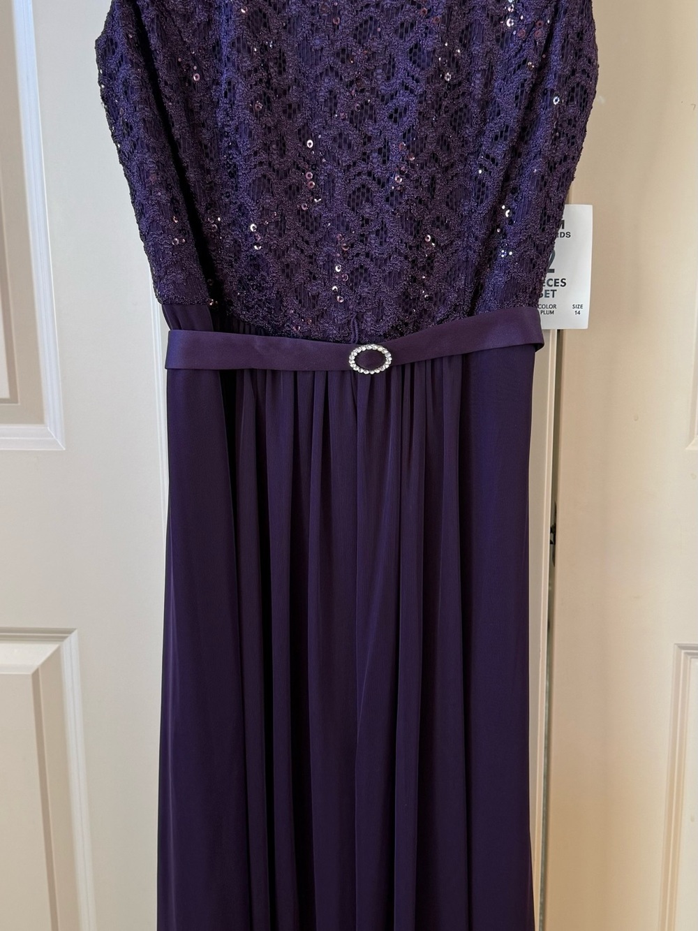 R&M Richards Purple Lace & Chiffon Maxi Dress #wedding #evening dress #formal